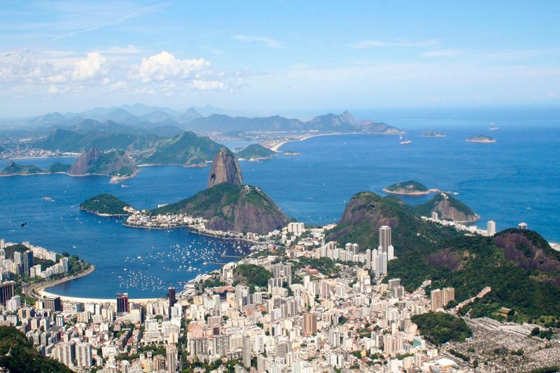 Aerial view over Rio de Janiero city adn the bay