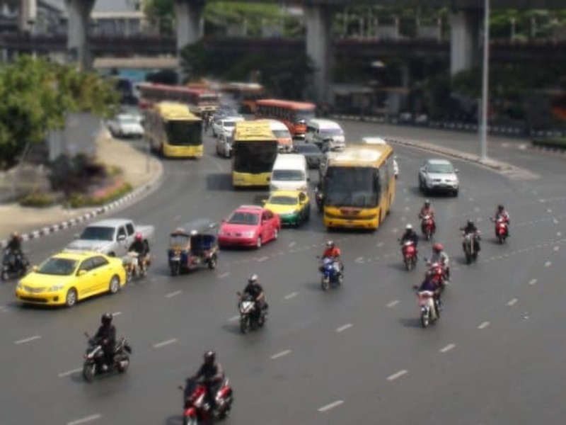 Road Traffic In Bangkok Thailand Southeast Asia