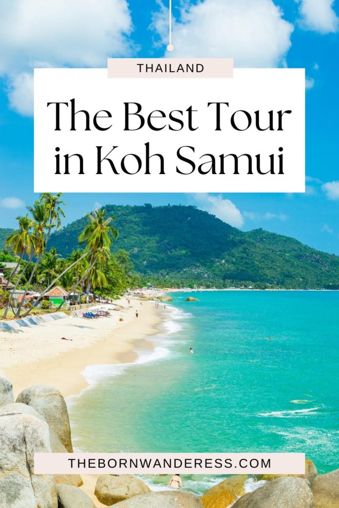 Photo of a beach in Koh Samui, Thailand. Text above the photo reads "The Best Tour in Koh Samui."