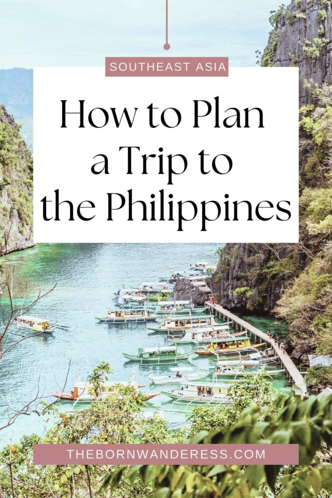 Photo of a river with boats docked in Vietnam. Text above the photo reads "How to Plan a Trip to the Philippines."