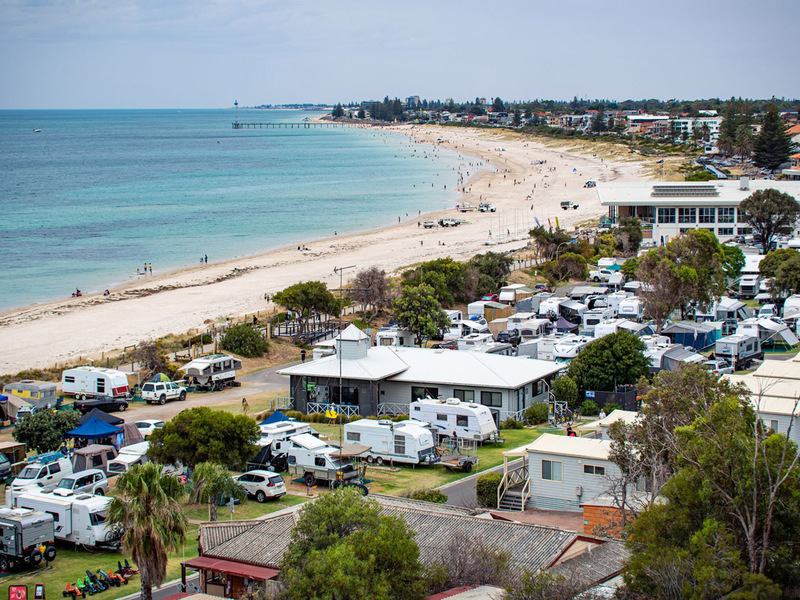 brighton beach caravan park overlooking Brighton beach