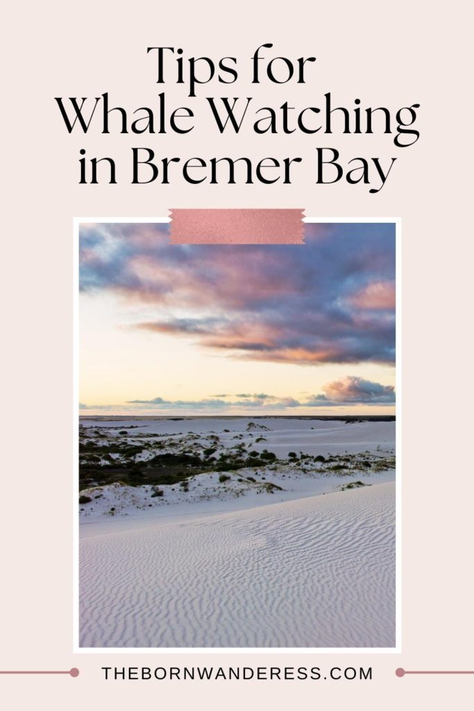 Photo of Bremer Bay in Australia. Text above the photo reads "Tips for Whale Watching in Bremer Bay."