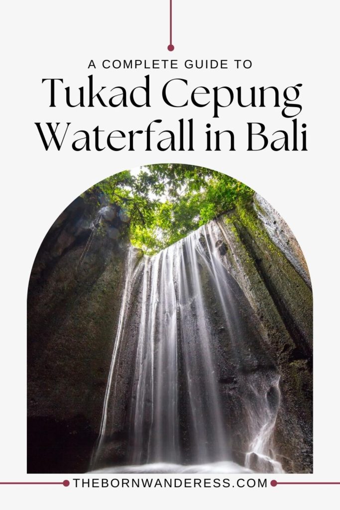 Photo of Tukad Cepung waterfall in Bali. Text above the photo reads "A Complete Guide to Tukad Cepung Waterfall in Bali."